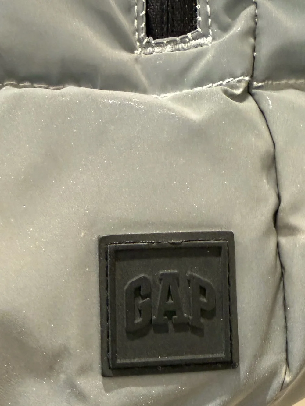 GAP Light Gray Quilted Puffer Vest with Black Trim